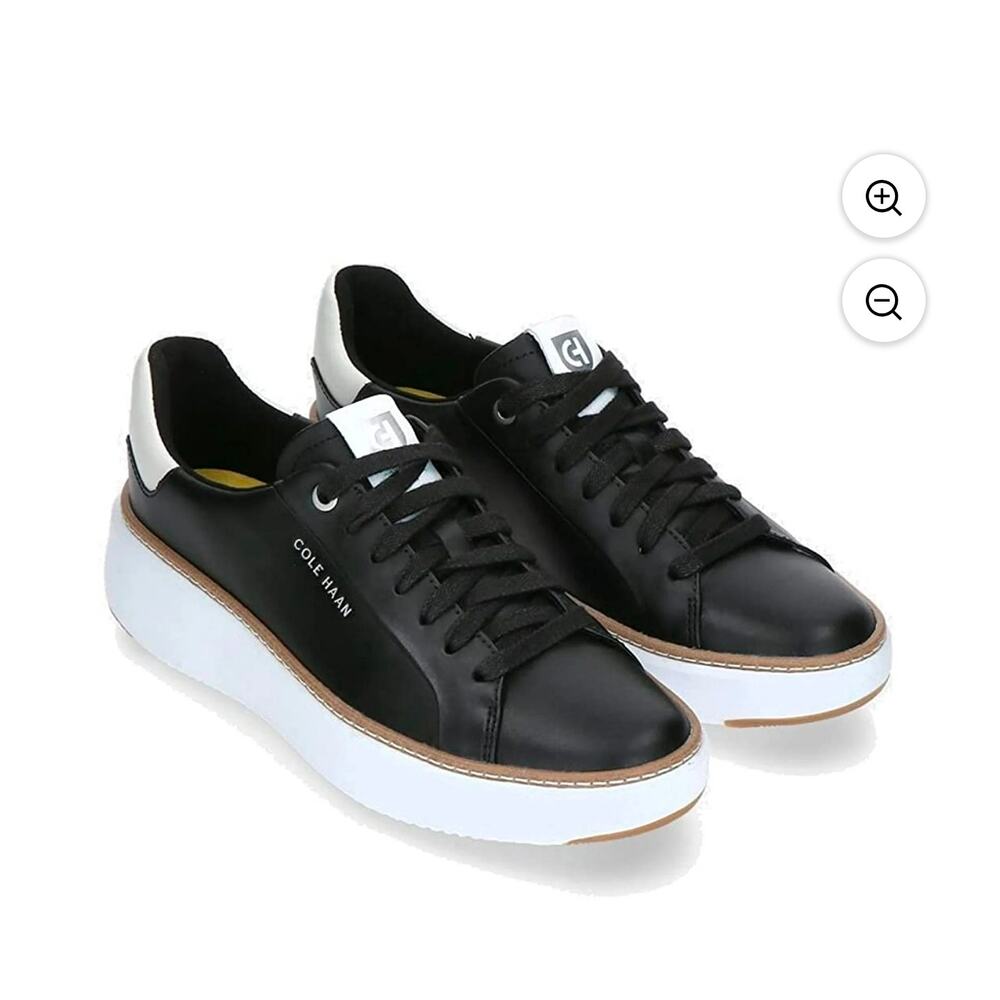 Cole Haan Women's Grandpro Topspin Sneaker, Black/Optc Wht/Yellow